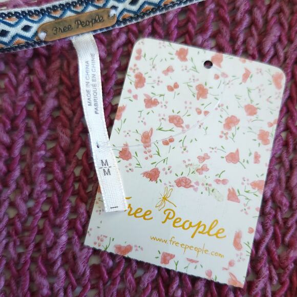 FREE PEOPLE Vertigo knit asymmetrical pullover oversized sweater purple Sz M NEW - Picture 4 of 7